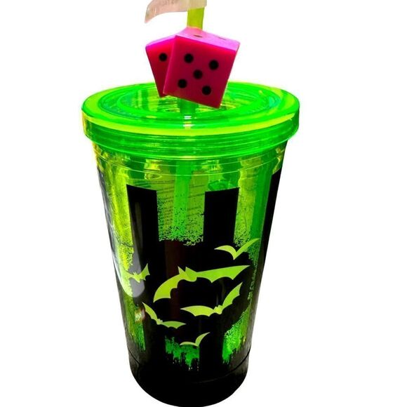 NWT Disney Parks Oogie Boogie Bash Tumbler 2022 Light Up Cup Dice Straw DCA - Picture 1 of 2